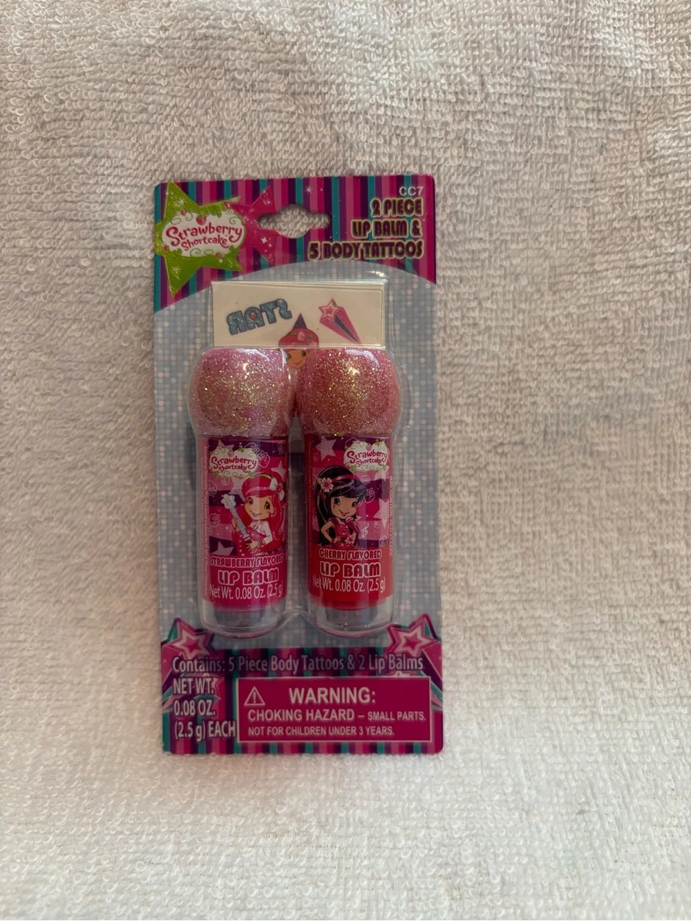 New strawberry shortcake 2 pack lip balm 5 body tattoos